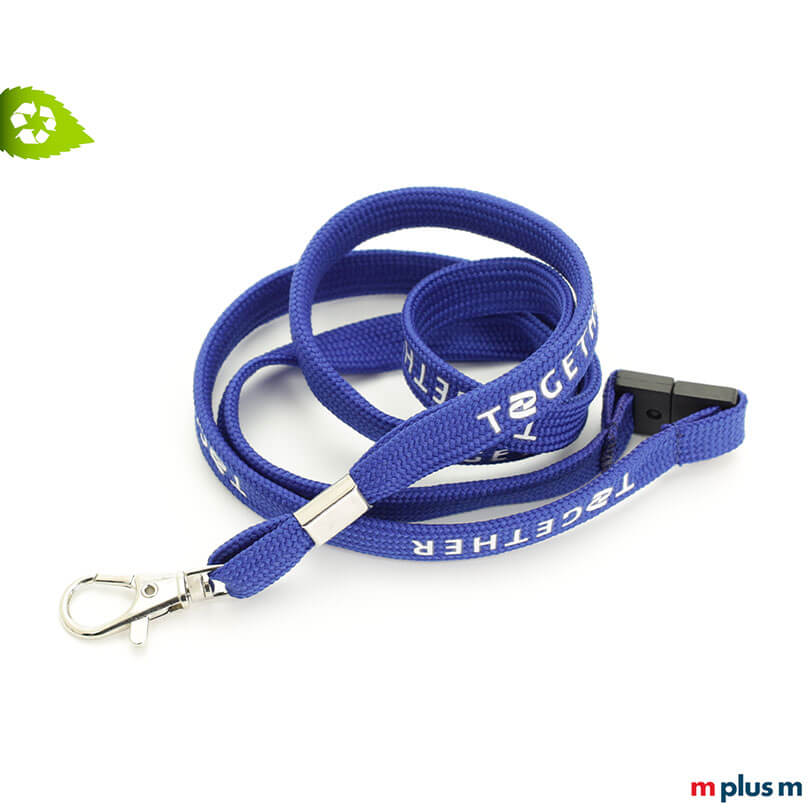 Blaues Flexi Loop Schlauchband Lanyard mit Logo bedrucken