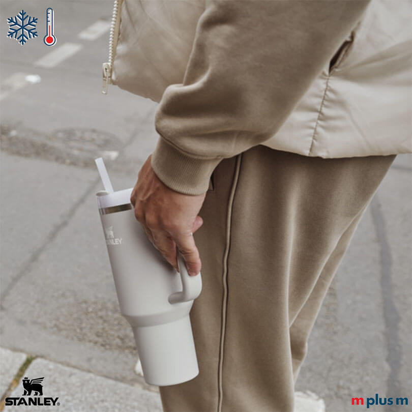 Grauer Stanley Isolierbecher 1,2L, recycelter Edelstahl, doppelwandig isoliert