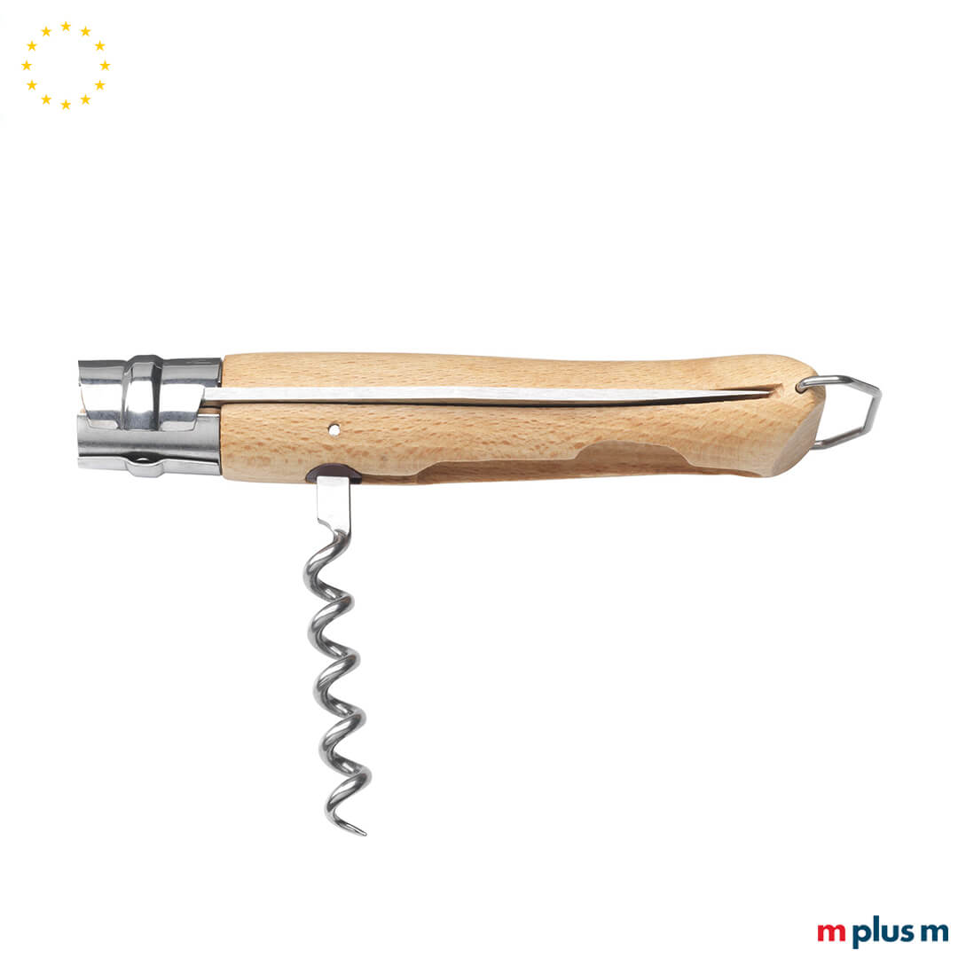 Taschenmesser Opinel No 10 aus Holz mit Korkenzieher – personalisierbar mit Firmenlogo
