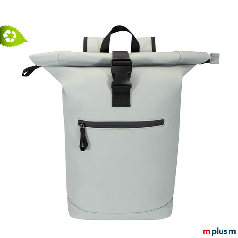AquaPack Rolltop Laptop-Rucksack aus wasserabweisendem recycling PU-Kunststoff hellgrau