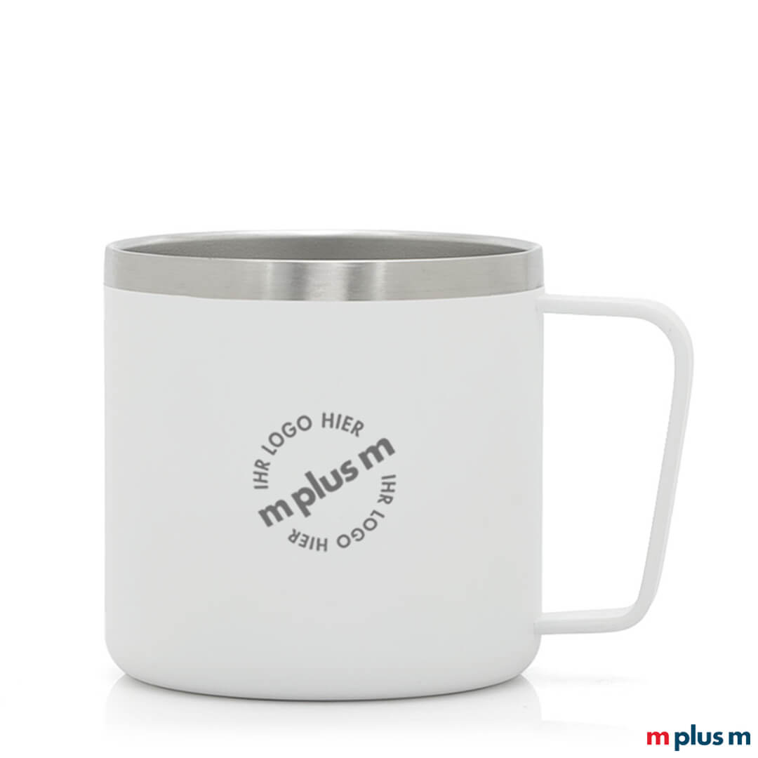 Nachhaltige Thermotasse in weiß mit Logo bedrucken