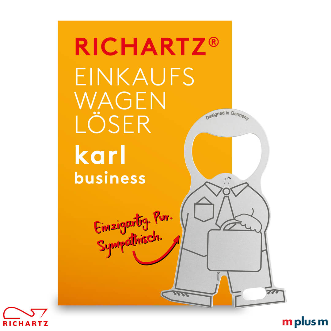 Die Klappkarte als Einzelverpackung beim Schlüsselanhänger karl business kann auch individuell bedruckt werden