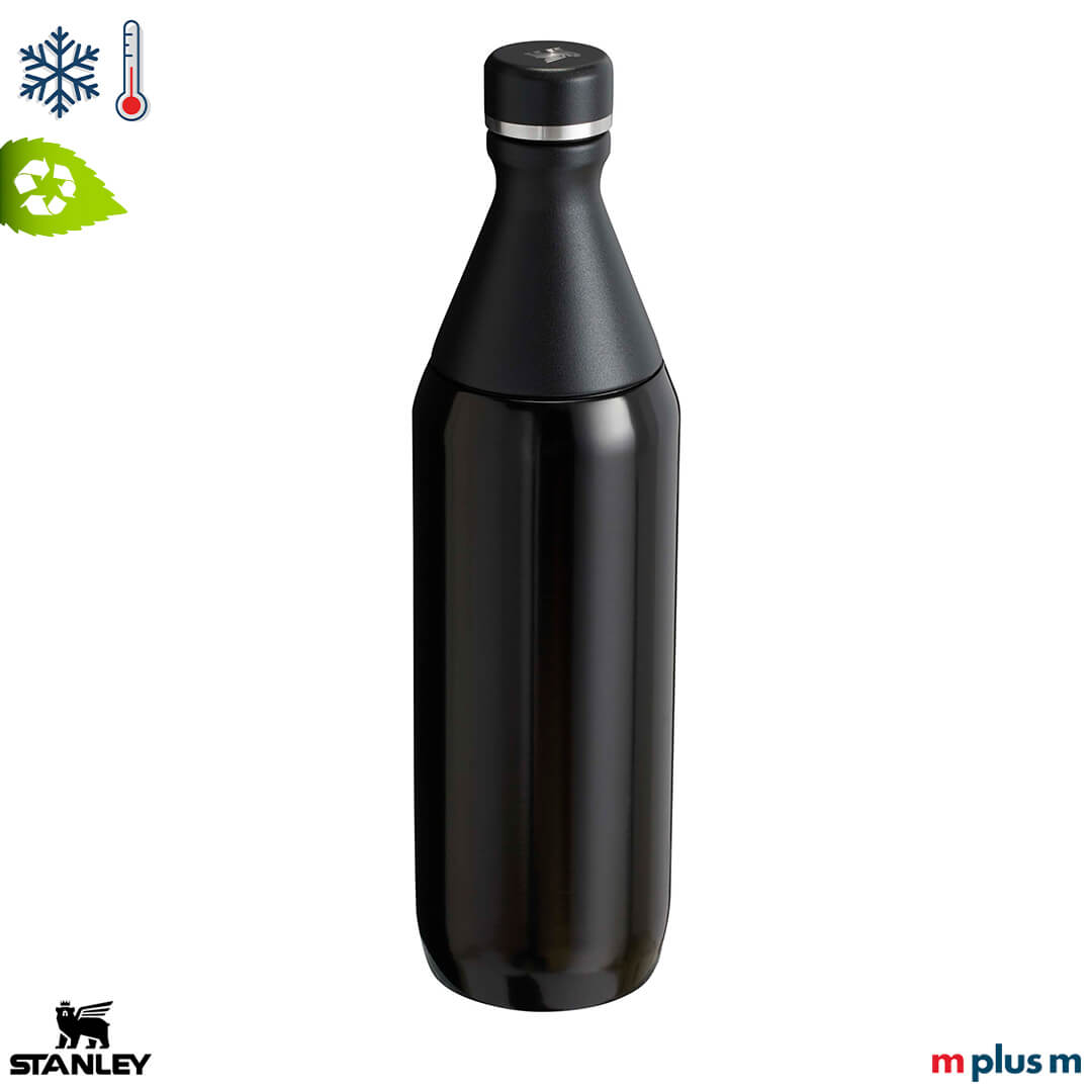 Stanley Trinkflasche Schwarz 600ml – nachhaltige Thermosflasche mit individuellem Logodruck