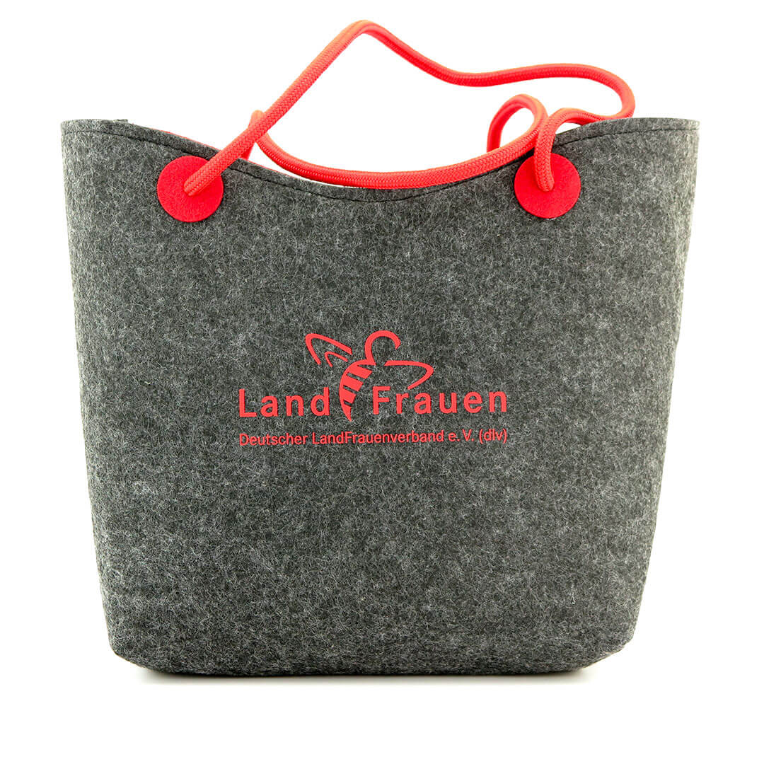 Nachhaltige Recycling Filz Einkaufstasche aus Europa mit Logo Stick als Werbemittel