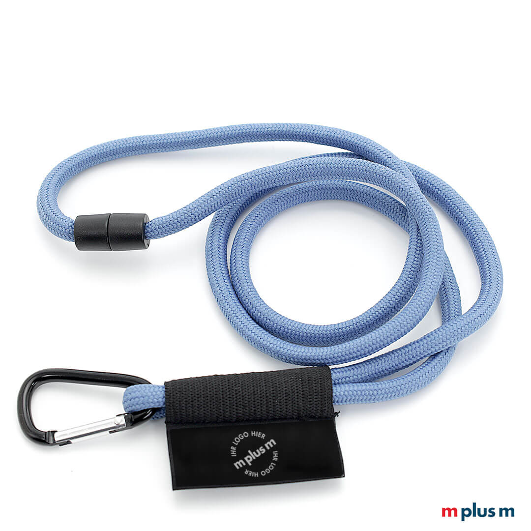 Nautic Kordel Schlüsselband in Pantone Farbe nach Kundenwunsch und mit großem Alu-Karabiner (Optional gegen Aufpreis). Werbeartikel Sonderanfertigung