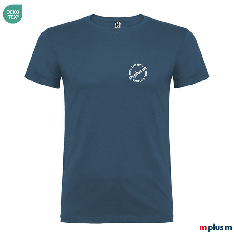 Roly Kurzarmshirt in Dunkelblau – OEKO-TEX® zertifiziert, mit Logo bedrucken, EXPRESS möglich