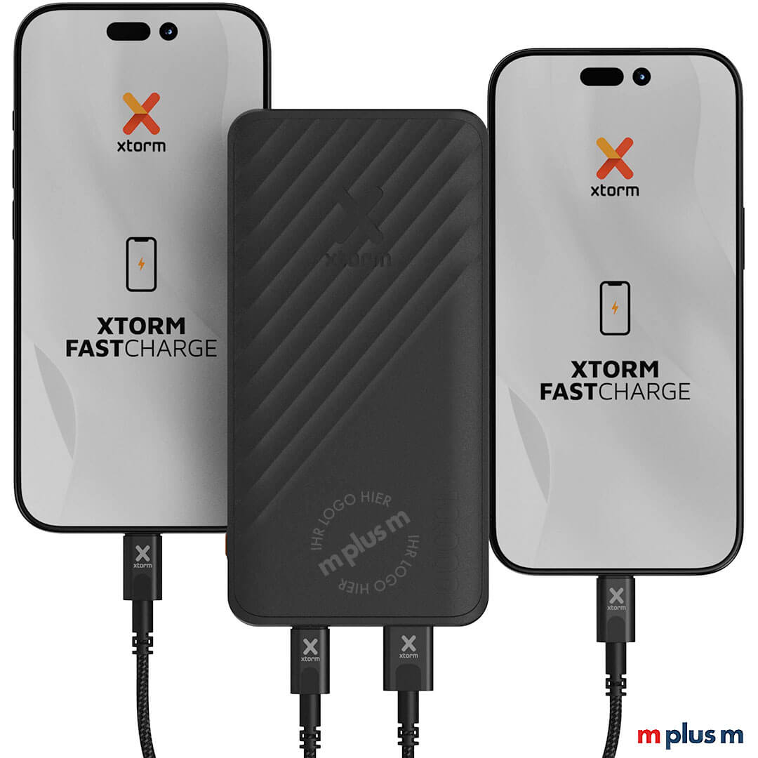 Leistungsstark und schnell zu laden: xtorm Powerbank mit Logo Gravur