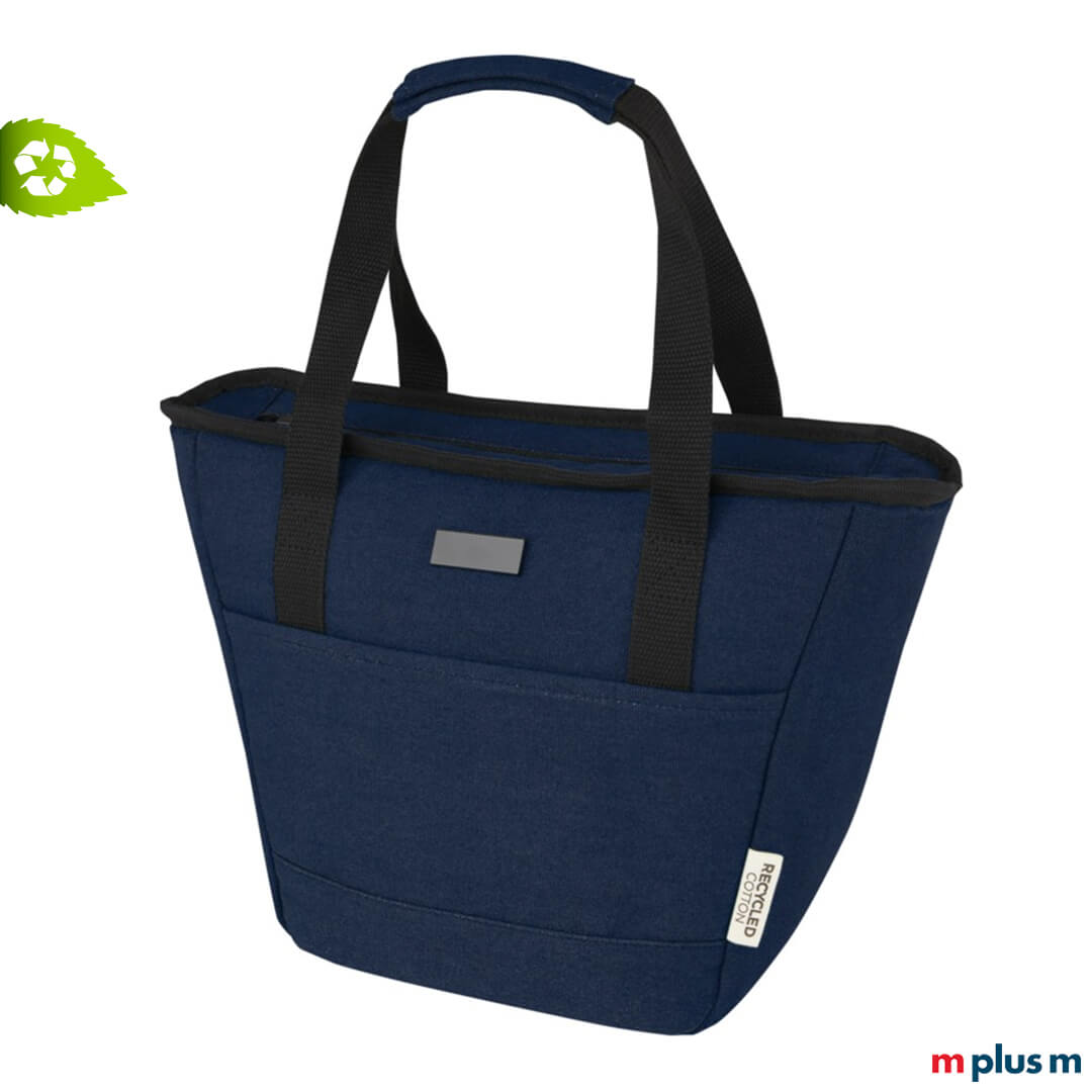 Schön und nachhaltig: Isolierte Kühltasche aus Recycling Canvas in blau