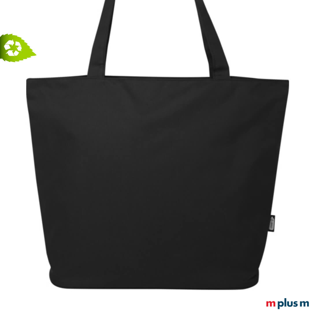 Schwarze Stofftasche als nachhaltiger Werbeartikel mit Logo bedrucken