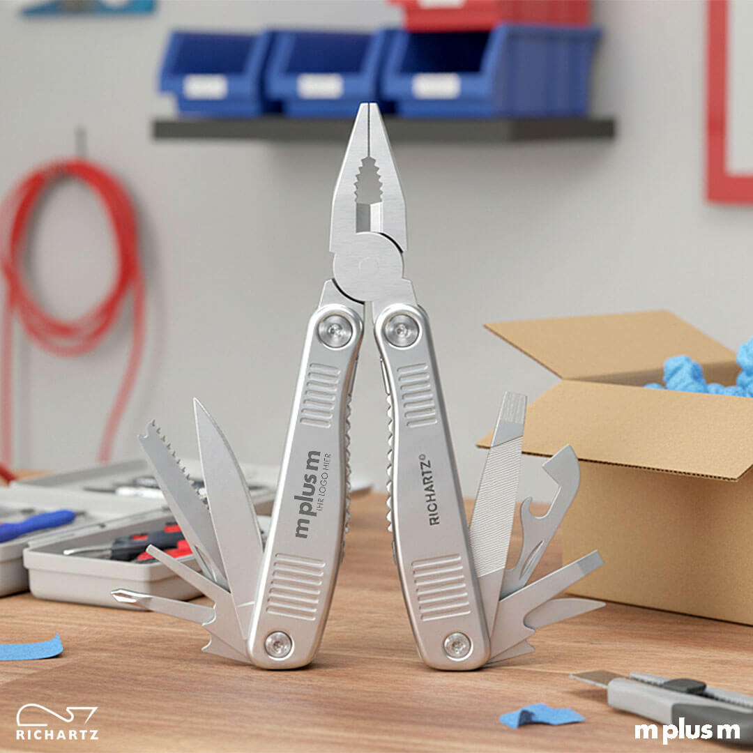 Hochwertiges und preiswertes Multitool Terry von Richartz Solingen mit Logo Gravur als Werbartikel