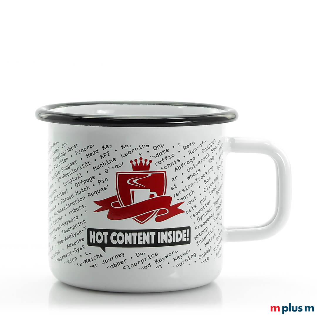 'Pax' Weiße Emaille Tasse