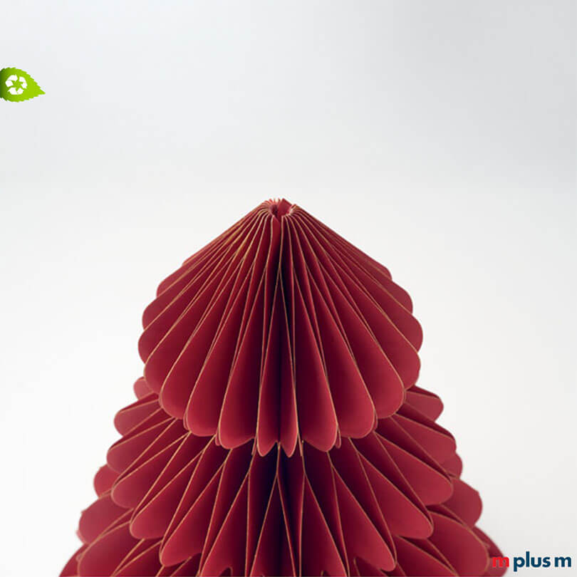 Roter PopUp Papier Weihnachtsbaum Groß (ca. 30 cm), recycelbares Material, großflächige Logo-Druckfläche – optimal für Firmen-Giveaways und Event-Werbung