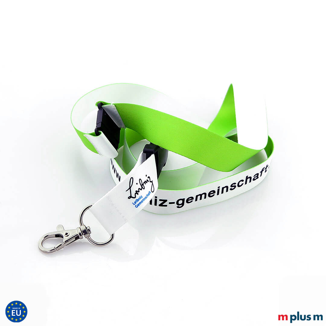Zweiseitig und zweifarbig bedrucktes Eco Soft Lanyard aus Europa