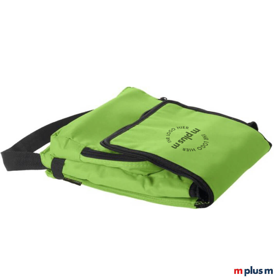 Klein zusammenfaltbar: grüne Kühltasche Shoppy als Werbeartikel