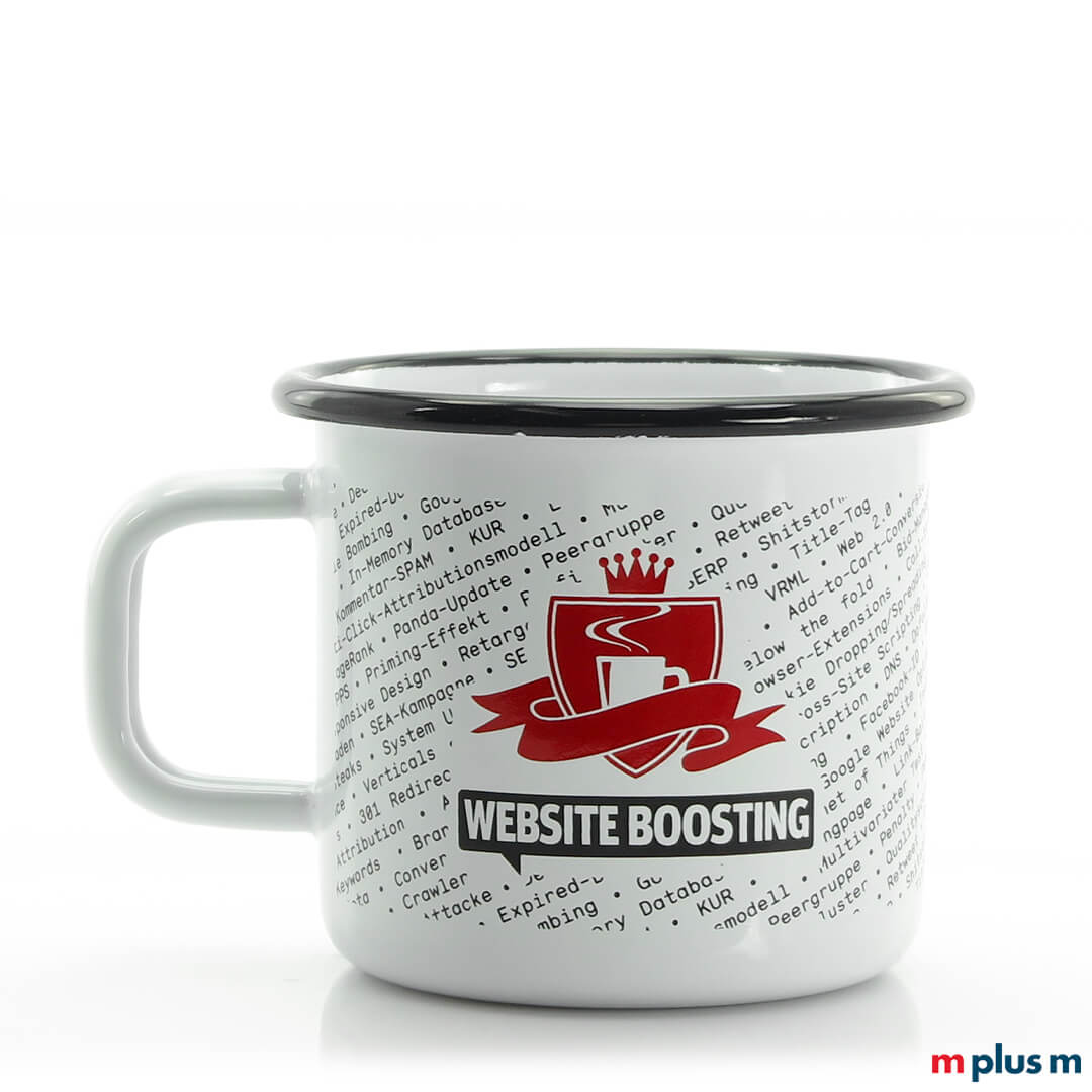 'Pax' Weiße Emaille Tasse