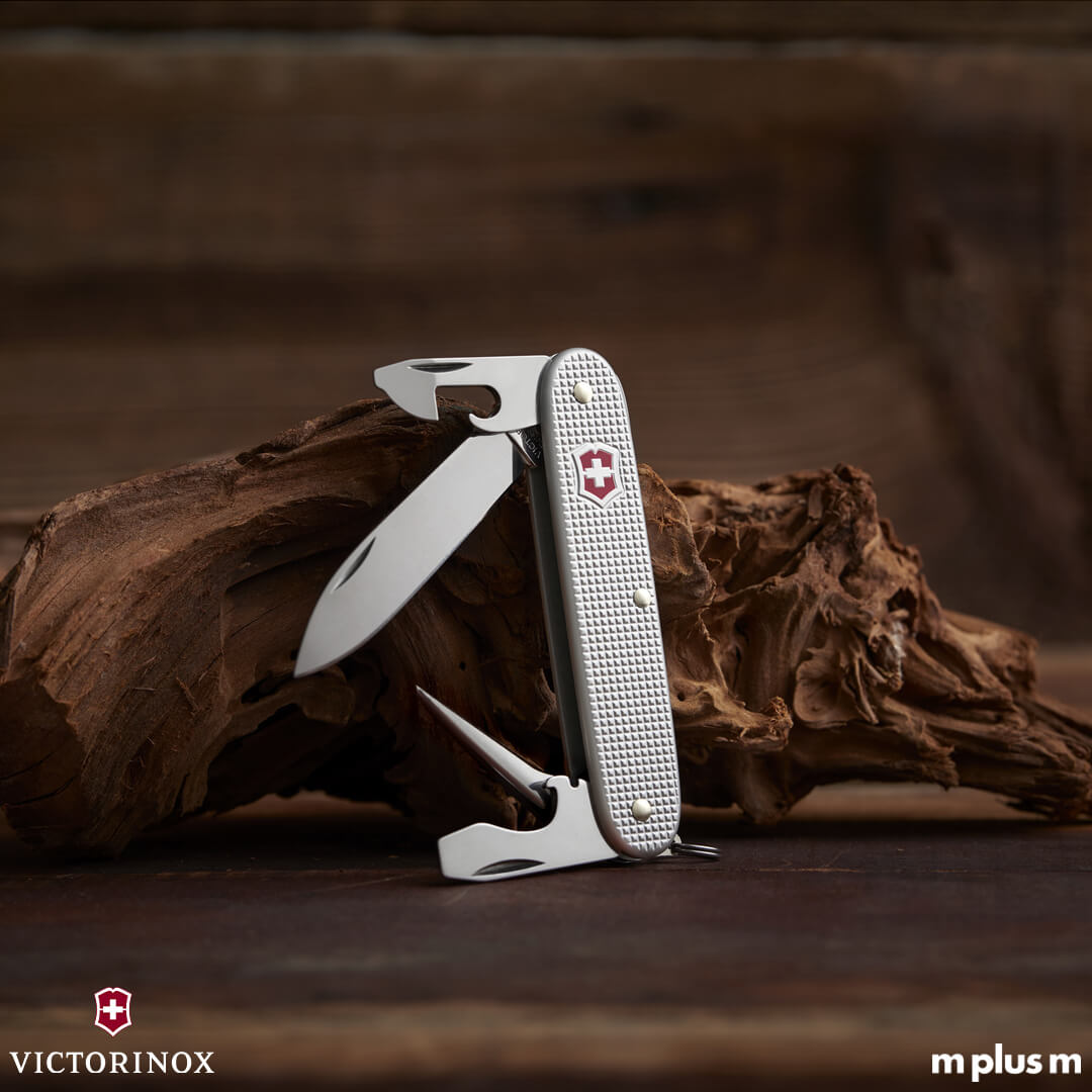 Hochwertiges Schweizer Pioneer Taschenmesser mit Alox Schalen in Silber als Werbeartikel pion