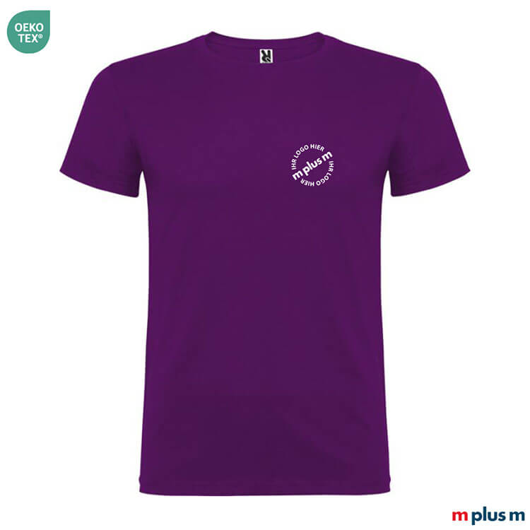 Lila T-Shirt aus 100% Baumwolle personalisiert bedrucken lassen – bereits ab 50 Stück bestellbar, Expressversand