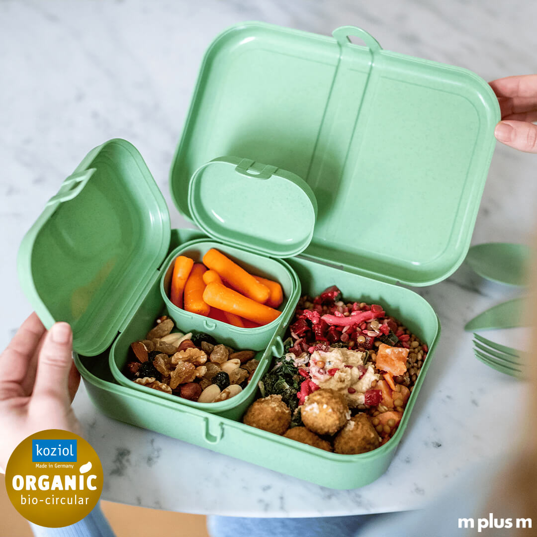 Hellgrüne nachhaltige Brotdose Set zum bedrucken mit Firmen Logo perfekt als Geschenk für Kunden und Mitarbeiter