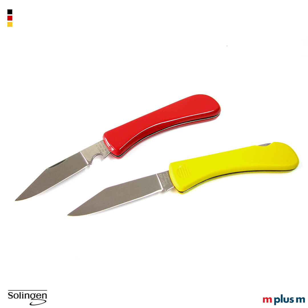 Auch als Werbegeschenk schön: Das Solinger Einklingenmesser ist in vielen Schalenfarben lieferbar