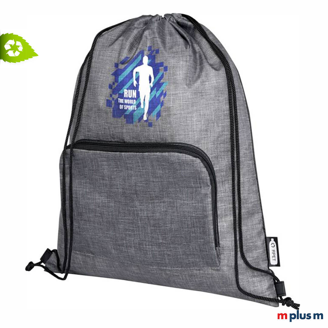 Nachhaltiger Recycling Turnbeutel Rucksack mit Logo bedrucken 