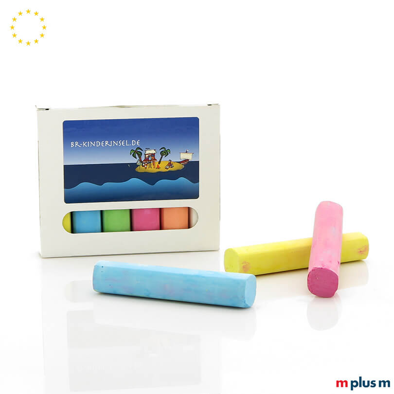 Malkreide aus Deutschland als Werbeartikel mit Logo Aufkleber