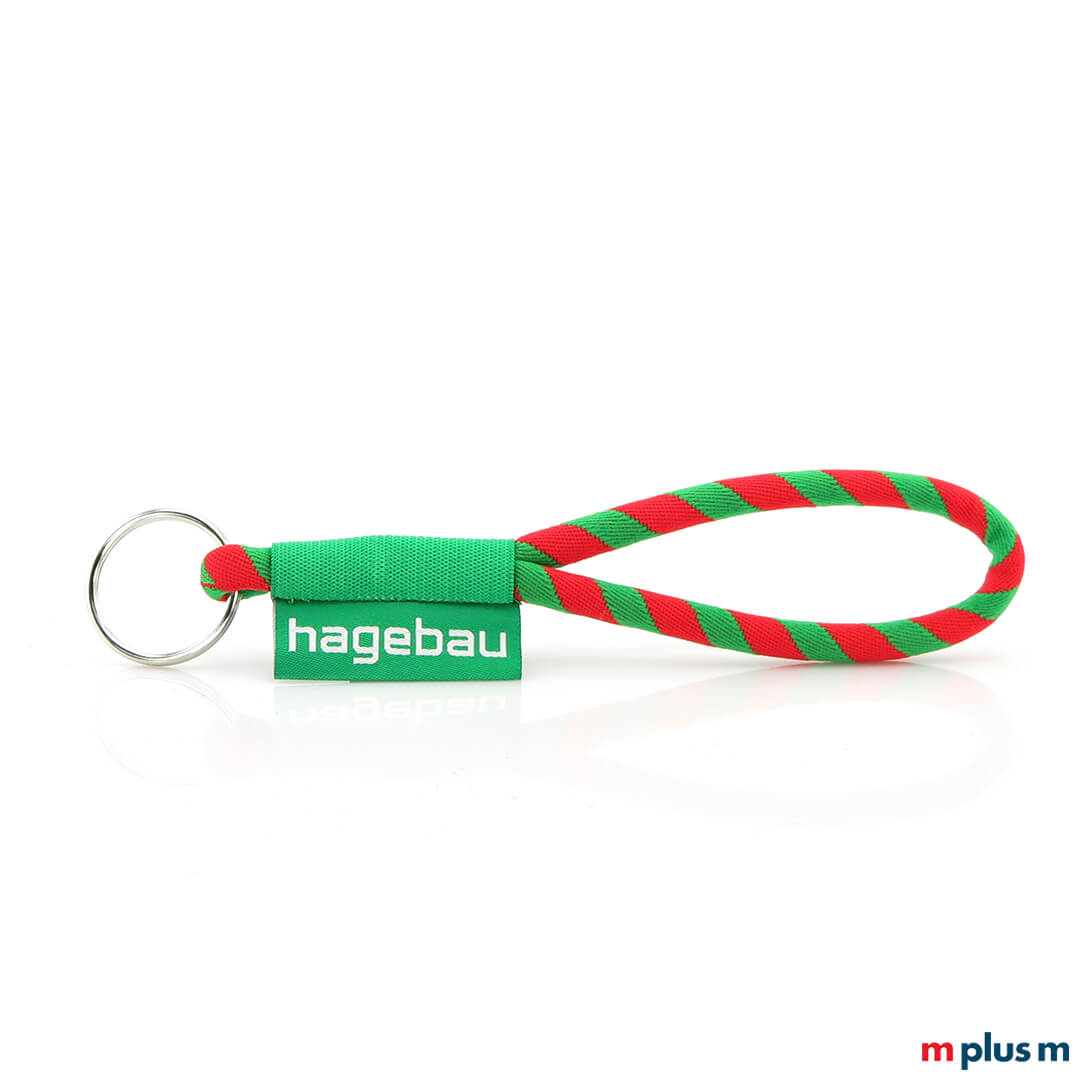 Grün-rotes Schlüsselband nachhaltig mit Logo-Druck