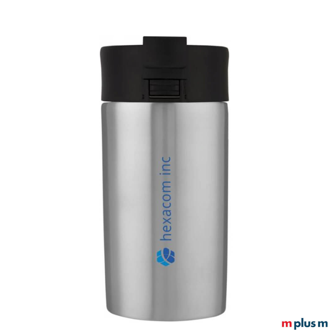Hochwertiger Coffee To Go Thermobecher aus Edelstahl mit Logo bedrucke. Auslaufsicher.