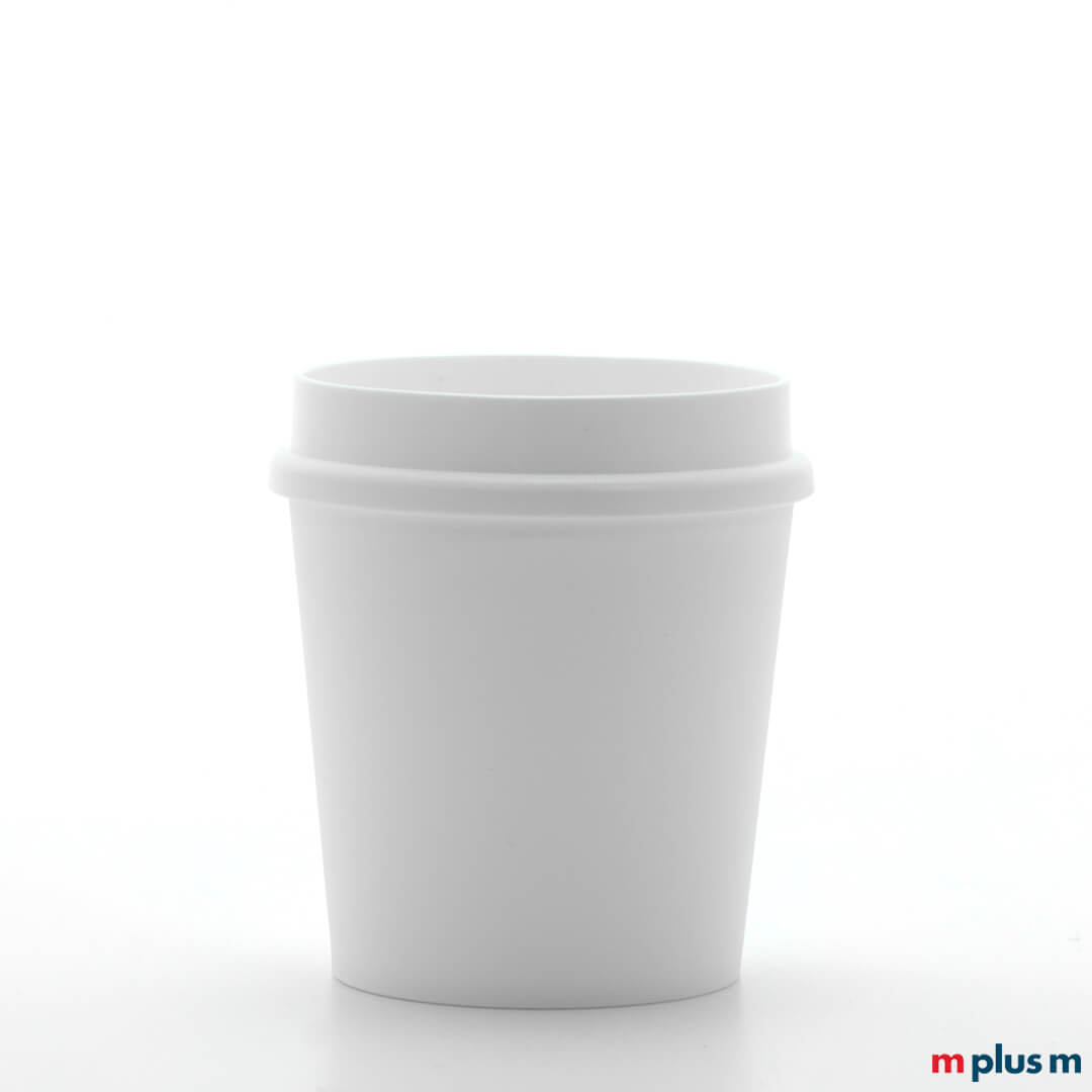 Weißen Mehrweg Becher mit Ihrem Logo bedrucken