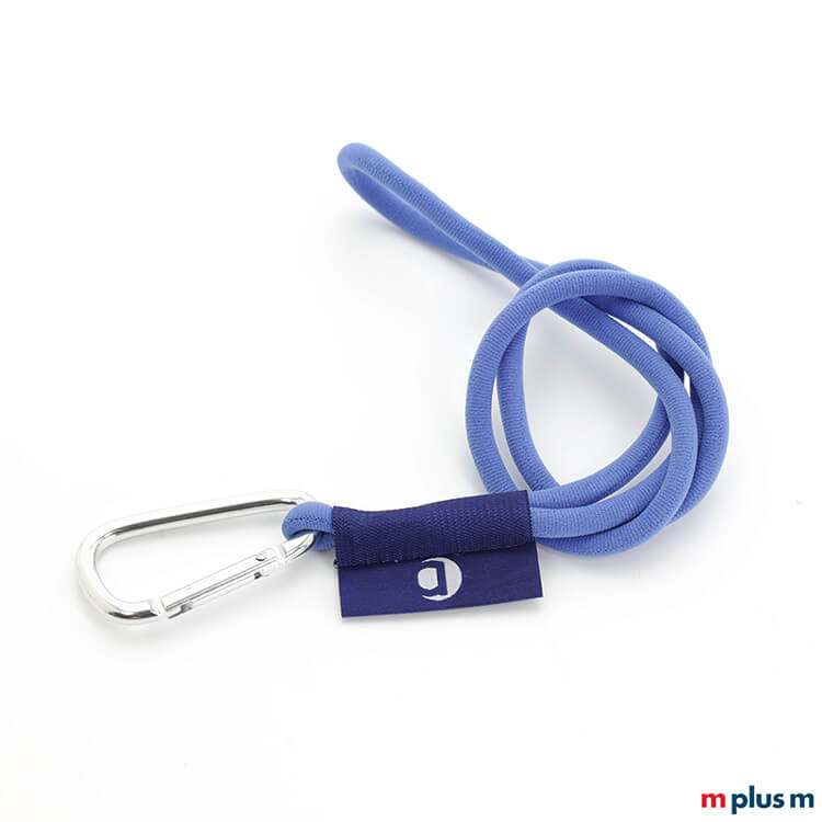 Tube Flag Schlüsselband in Wunschfarbe mit großem Alu Karabiner als Werbeartikel