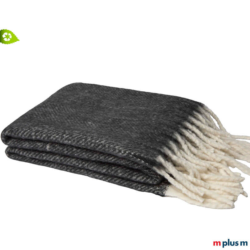 Hochwertiges Davos Recycling Decke in Beige mit Logo Stick als Werbegeschenk