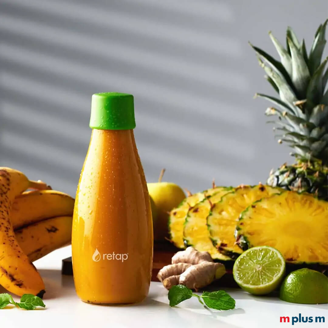 Nachhaltige Glasflasche mit großer Öffnung zum bedrucken mit Motiv