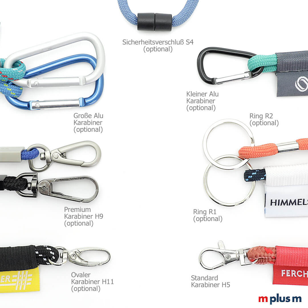 Auswahl für Karabiner und Ringe bei Werbeartikel Lanyards