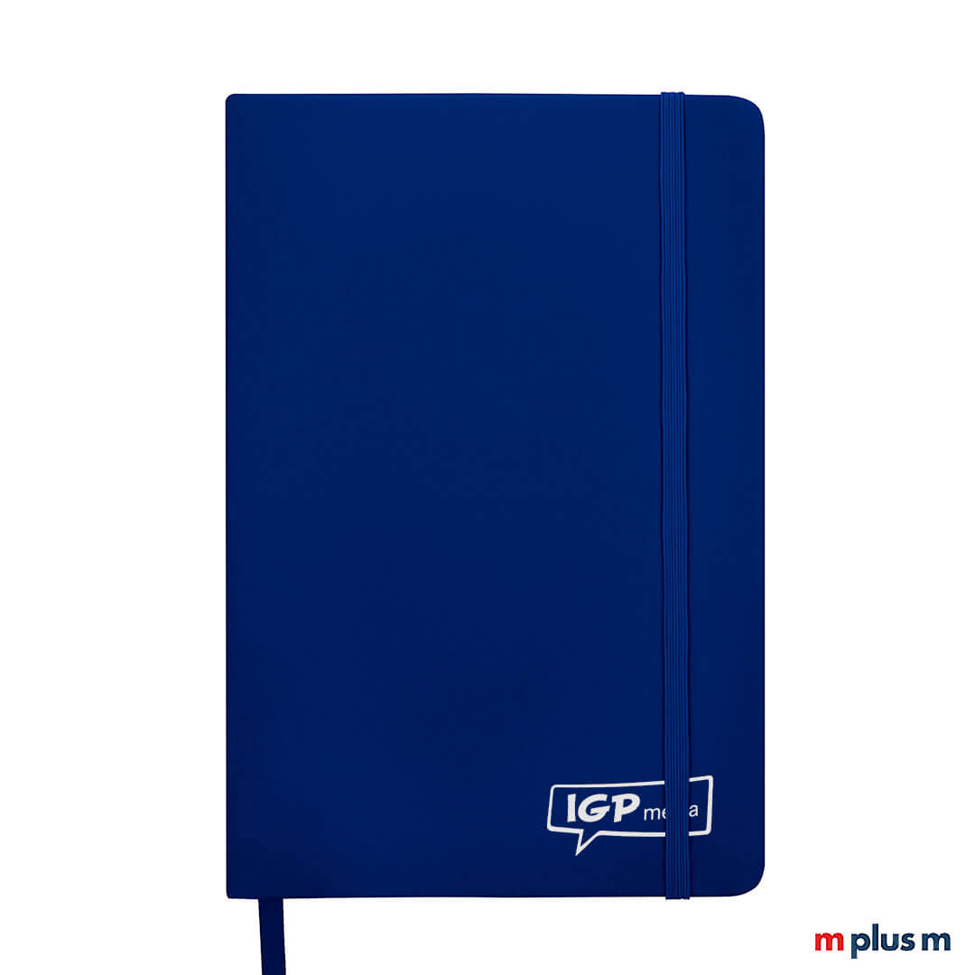 Preiswertes Inspiration Notizbuch in Navy-Blau mit Logo Druck