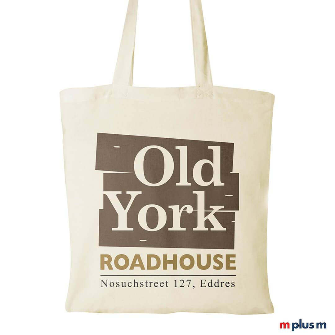 Preiswerter und nachhaltiger Stoffbeutel Paula in Farbe Natur mit Logo Druck als Giveaway