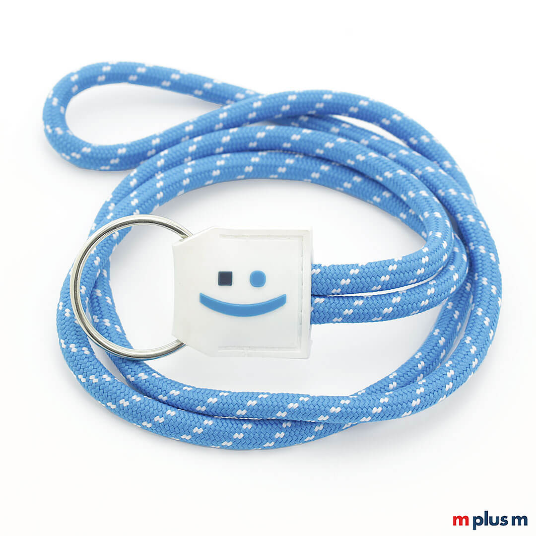 Schönes Kordel Schlüsselband Nautic Rubber Lanyard in hellblau mit Logo bedrucken