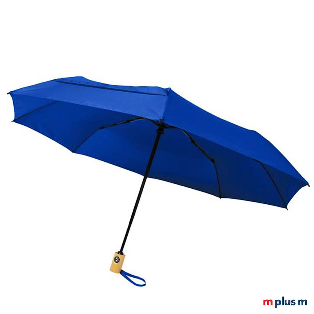 Bo 21 Taschenschirm in Royal Blau mit Logo Druck