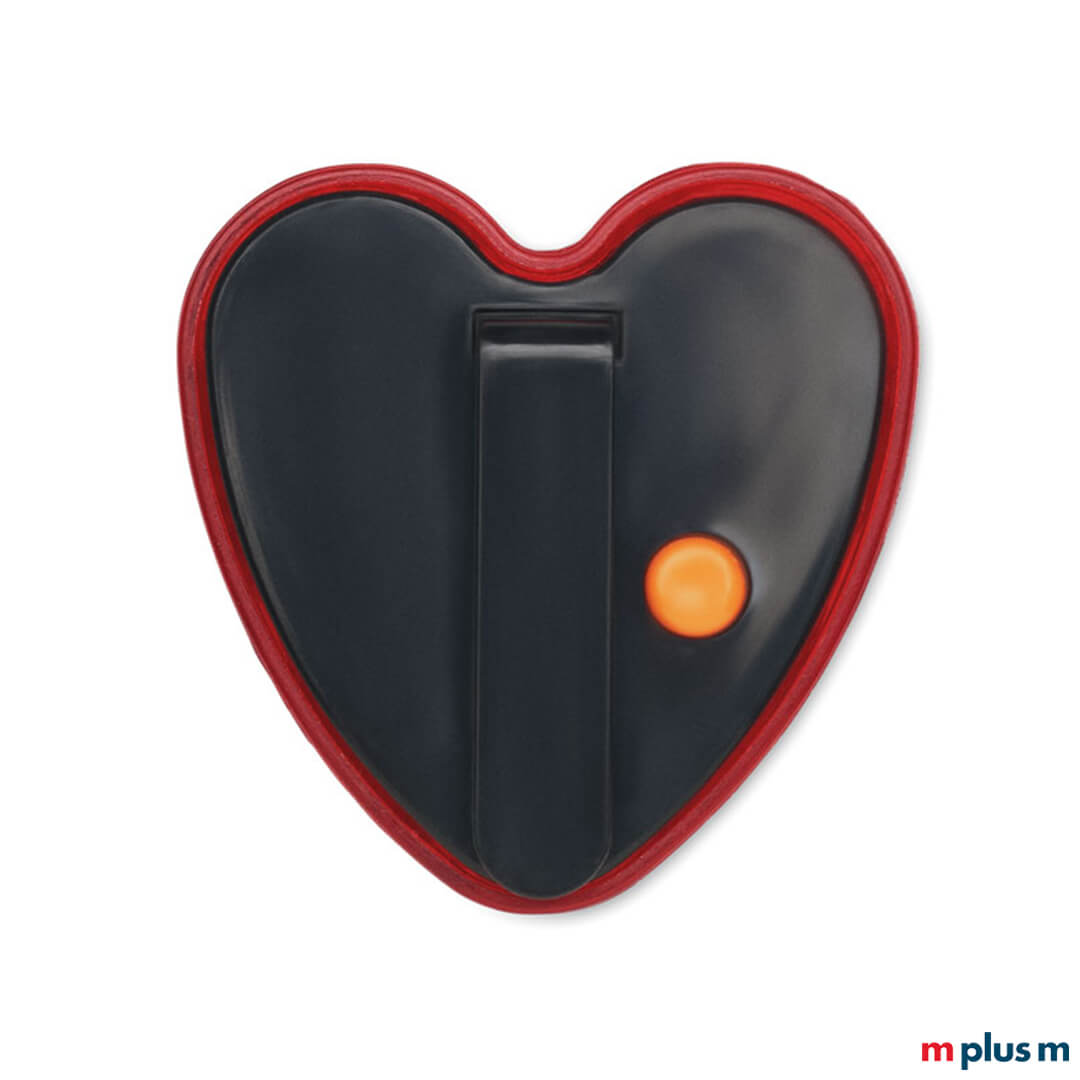 Personalisierbarer LED Reflektor in Herzform – rot, preiswert und mit Logo bedruckbar