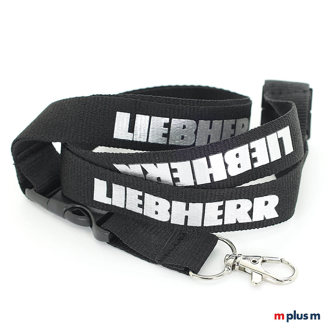 Preiswertes Giveaway für Messen: Classic Lanyard in Schwarz mit Logo bedrucken