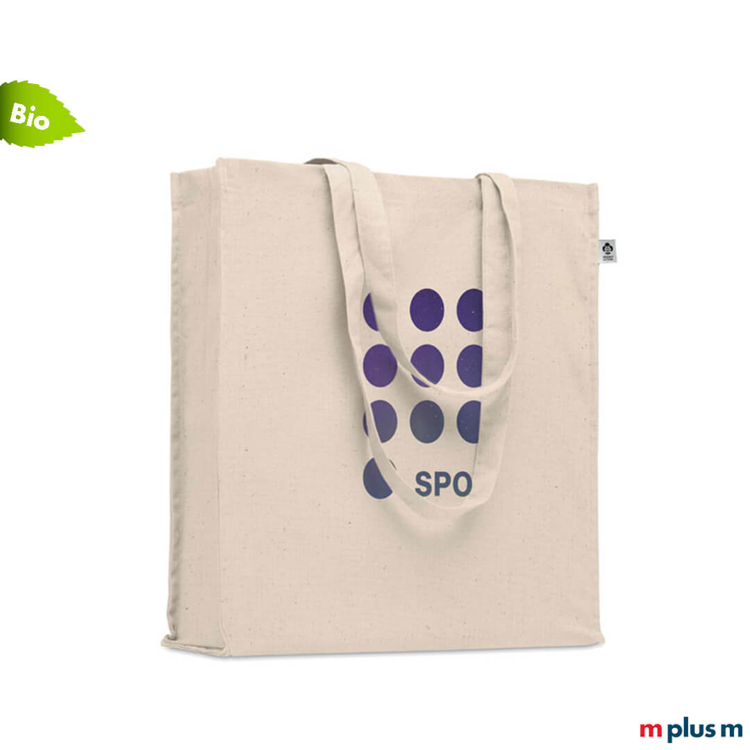 Große Bio-Baumwolltasche in Beige 'Sander 220' Mit Motiv bedrucken