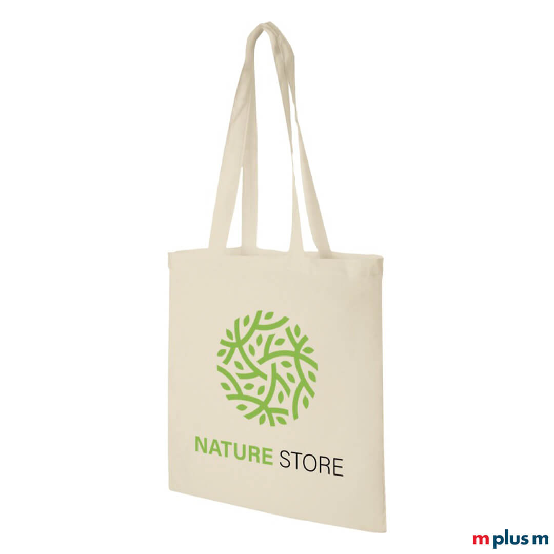 Naturfarbene Caro Baumwolltasche, günstiger als farbige Varianten, 67 g