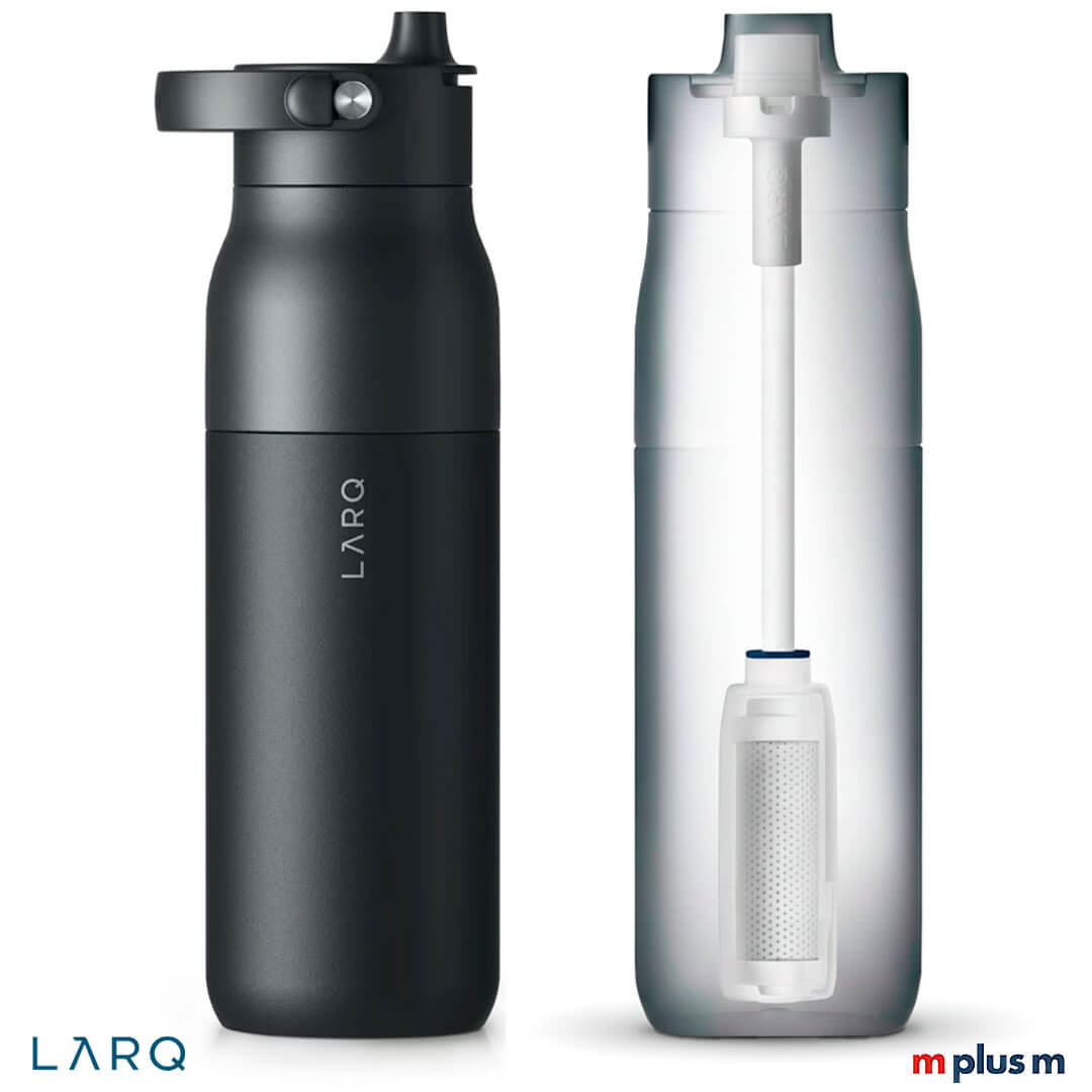 LARQ 1.000 ml Filter Isolierflasche in Schwarz mit Logo Gravur