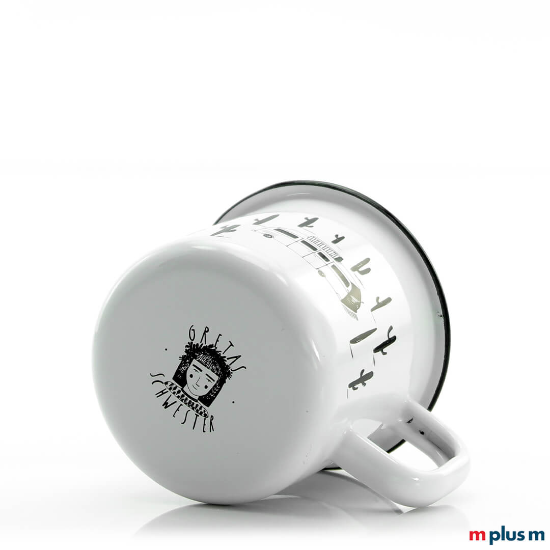 'Pax' Weiße Emaille Tasse