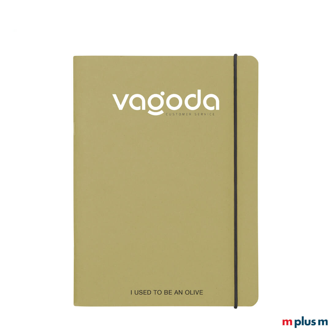 Olive Notizblock bedrucken mit Logo in Din A5 liniert Format