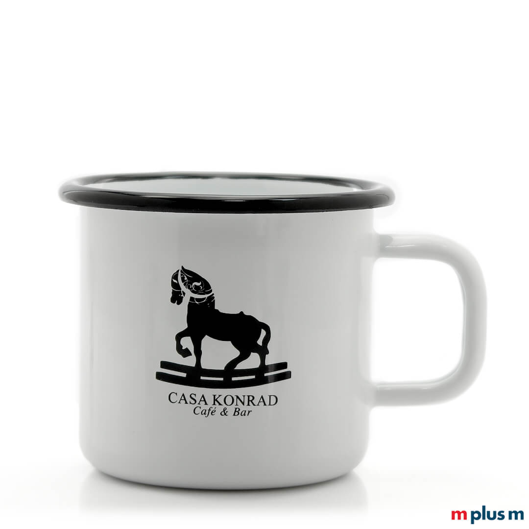 'Pax' Weiße Emaille Tasse