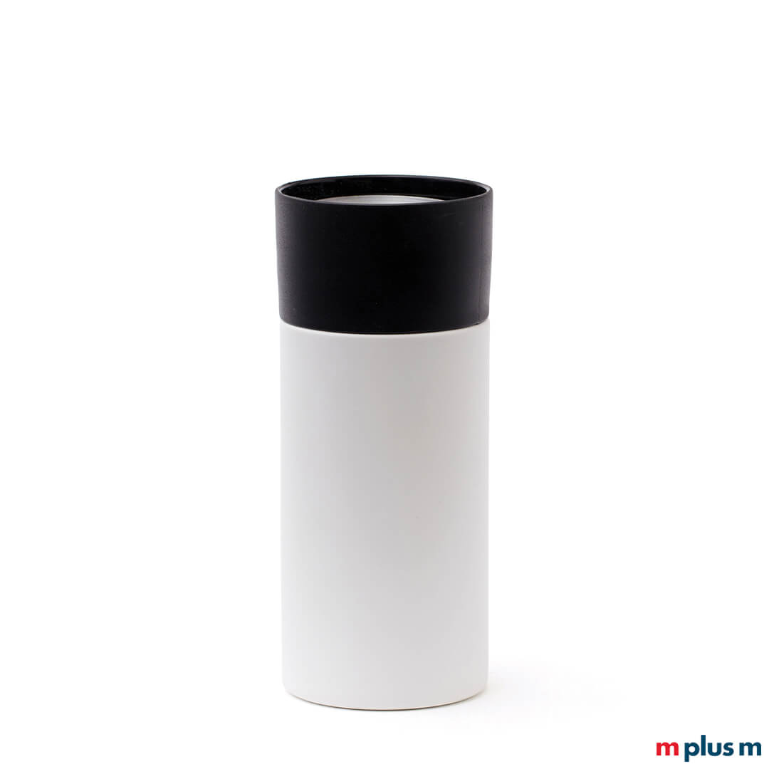 Thermoflasche in weiß mit Logo-Druck