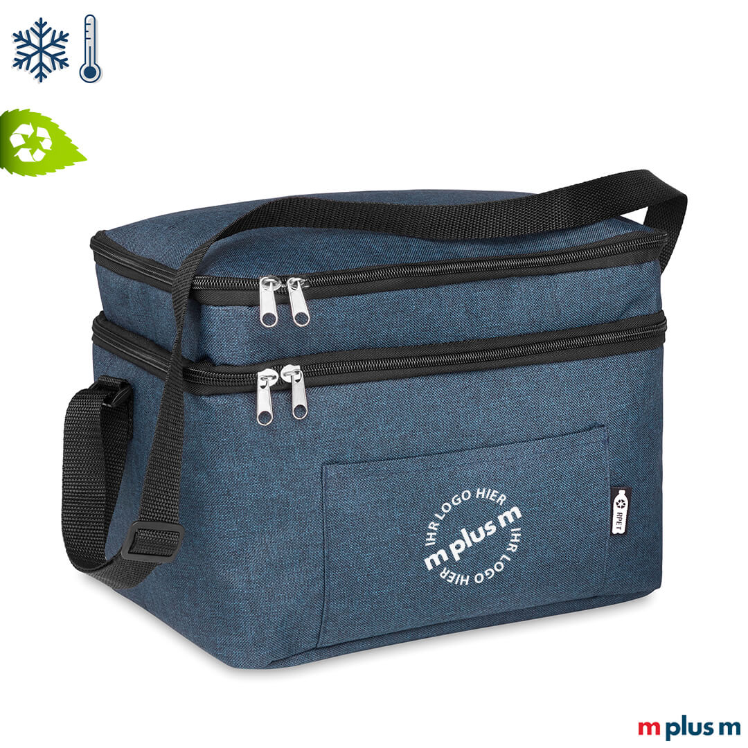 Nachhaltige Kühltasche in blau mit Ihrem Logo als Werbegeschenk bedrucken