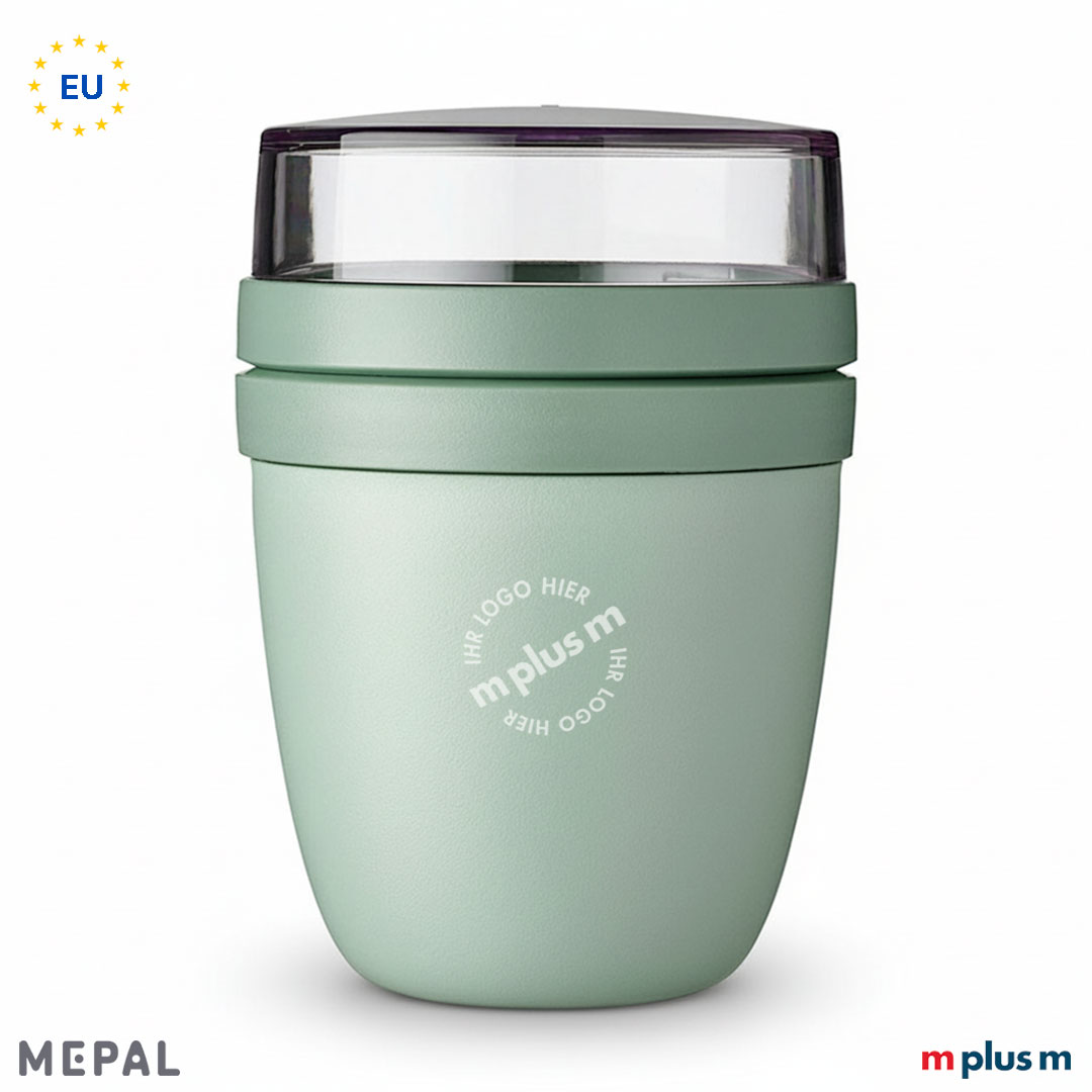 Grüner Müslibecher Ellipse von Mepal mit Logo Druck